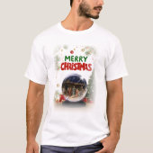 Nativity Scene in Christmas Snow Globe T-Shirt (Vorderseite)