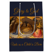 Nativity Scene in Gold Glory to God Mittlere Geschenktüte (Rückseite)