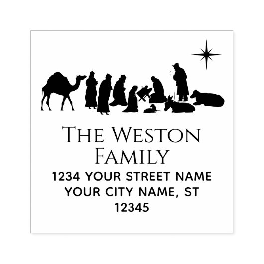 Nativity Scene Manager Baby Jesus Name Adresse Gummistempel (Prägung)