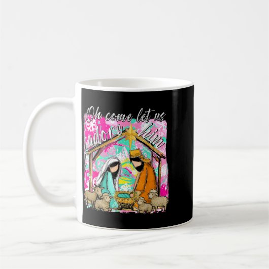 Nativity Scene Oh Come Let Us Adore Him Christmas Kaffeetasse (Links)