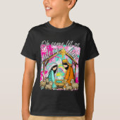 Nativity Scene Oh Come Let Us Adore Him Christmas  T-Shirt (Vorderseite)