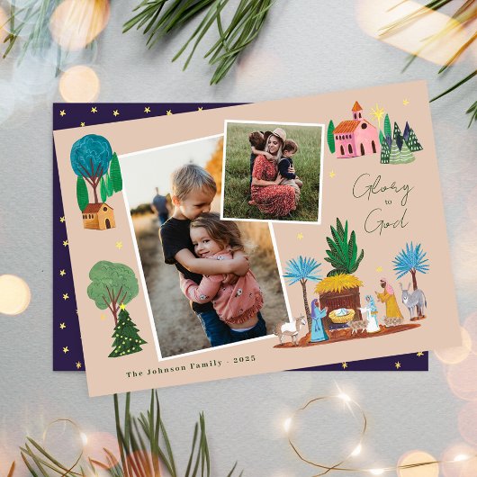 Nativity Scene Religious Family 2 Photos Christmas Einladung