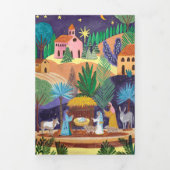 Nativity Scene Religious Family Photo Christmas Dreifach Gefaltete Einladung (Cover)