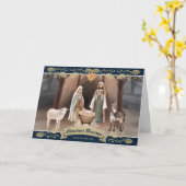 Nativity Scene Star of Bethlehem Blue Holiday Karte (Gelbe Blume)