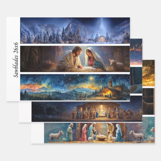 Nativity Scene Wrapping Paper Decoupage Handsaw  Geschenkpapier Set (Set)