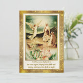 Nativity Shepherds & Angels Golden Christmas Einladung (Stehend Vorderseite)