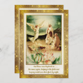 Nativity Shepherds & Angels Golden Christmas Einladung (Vorne/Hinten)