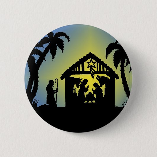 Nativity-Silhouette-Freude zur Welt Button (Vorderseite)