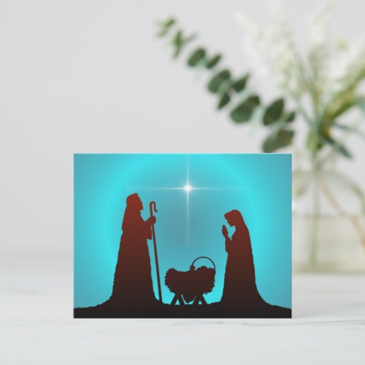 NATIVITY SILHOUETTE & STAR by SHARON SHARPE Postkarte (Stehend Vorderseite)
