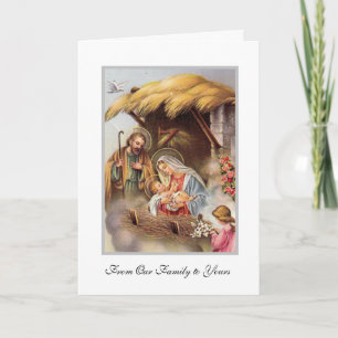 Nativity St. Joseph Jungfrau Mary Baby Jesus Angel Feiertagskarte
