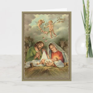 Nativity St. Joseph Jungfrau Mary Baby Jesus Angel Feiertagskarte