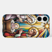 Nativity Stained Glass Art – Holy Family Christmas Case-Mate iPhone Hülle (Rückseite (Horizontal))