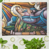 Nativity Stained Glass Art – Holy Family Christmas Geschirrtuch (Gefaltet)