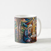 Nativity Stained Glass Art – Holy Family Christmas Kaffeetasse (VorderseiteRechts)