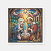 Nativity Stained Glass Art – Holy Family Christmas Serviette (Vorderseite)