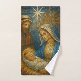 Nativity Stained Glass Mosaic | Holy Family  Badhandtuch Set