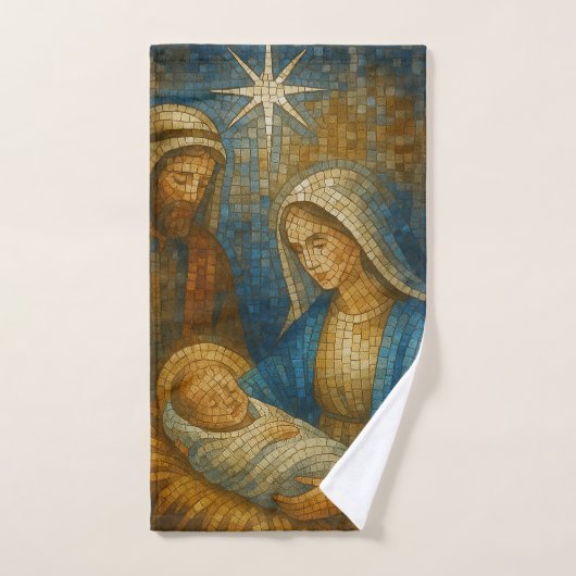 Nativity Stained Glass Mosaic | Holy Family  Badhandtuch Set (Handtuch)