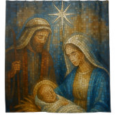 Nativity Stained Glass Mosaic | Holy Family  Duschvorhang (Vorderseite)