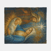 Nativity Stained Glass Mosaic | Holy Family  Fleecedecke (Vorderseite (Horizontal))