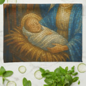 Nativity Stained Glass Mosaic | Holy Family Geschirrtuch (Gefaltet)