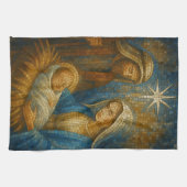 Nativity Stained Glass Mosaic | Holy Family Geschirrtuch (Horizontal)