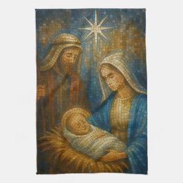Nativity Stained Glass Mosaic | Holy Family  Geschirrtuch