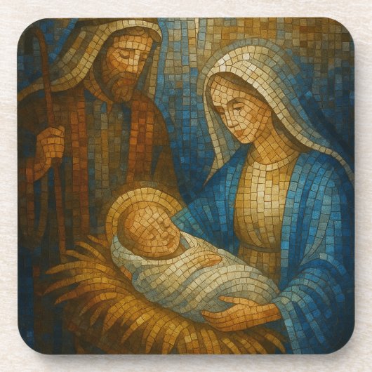 Nativity Stained Glass Mosaic | Holy Family  Getränkeuntersetzer (Vorderseite)