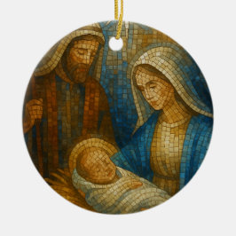 Nativity Stained Glass Mosaic | Holy Family  Keramik Ornament