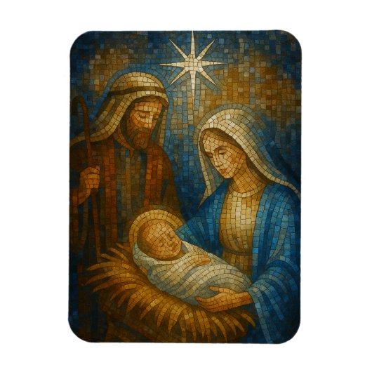 Nativity Stained Glass Mosaic | Holy Family  Magnet (Vertikal)