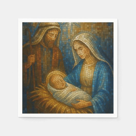 Nativity Stained Glass Mosaic | Holy Family Serviette (Vorderseite)