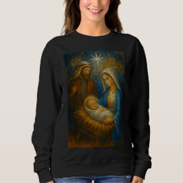 Nativity Stained Glass Mosaic | Holy Family  Sweatshirt
