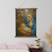 Nativity Stained Glass Mosaic | Holy Family  Wandteppich Mit Holzrahmen (Schlafzimmer)