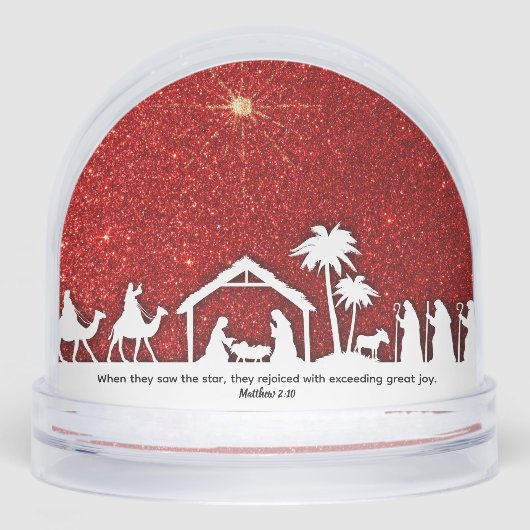 Nativity Star Christmas Bible Verse Schneekugeln (Vorderseite)