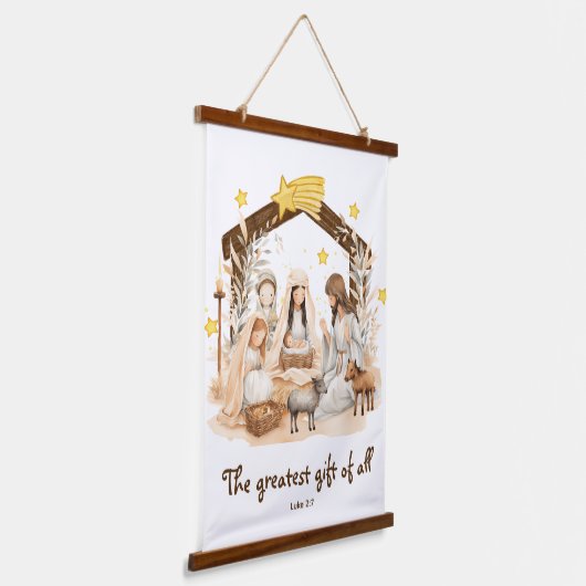 Nativity "The greatest gift of all"Religious Wandteppich Mit Holzrahmen (Gewinkelt)