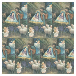 Nativity-Vintages Weihnachtsgewebe Stoff