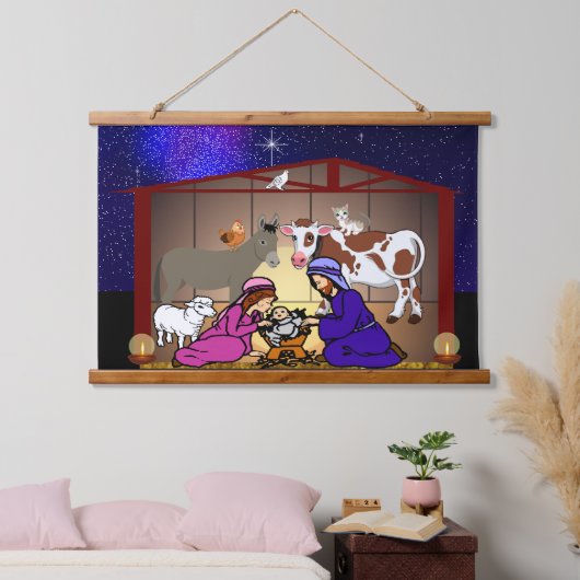 Nativity Wandteppich Mit Holzrahmen (Schlafzimmer)