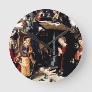 Nativity with Saints Lawrence and Andrew Runde Wanduhr