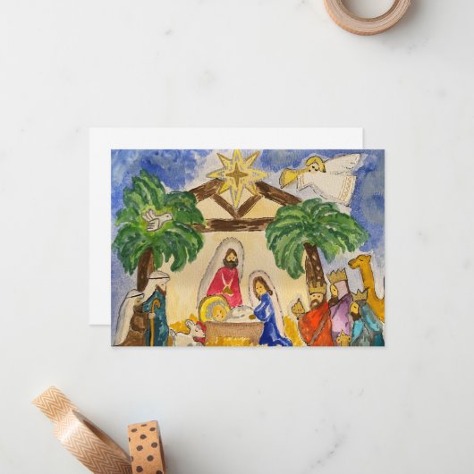 NativityFlat Note Card Mitteilungskarte (Vorderseite/Rückseite Beispiel)