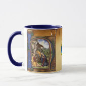 NATIVITYMONOGRAM CHRISTMAS PARCHMENT Blaues Spiel Tasse (Links)