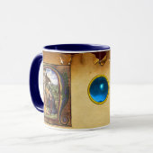 NATIVITYMONOGRAM CHRISTMAS PARCHMENT Blaues Spiel Tasse (Vorderseite Links)