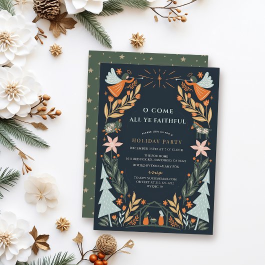 Nativs Angels Navy Blue Weihnachtsfeier Einladung