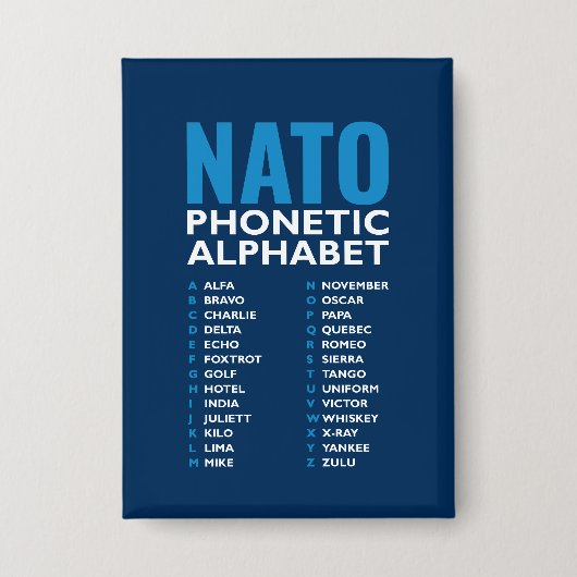 NATO-Aussprachealphabet Alfa-Zulu-Code Button (Vorderseite)