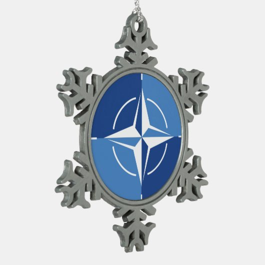 NATO-ONAT-Flaggensymbol des Nordatlantikvertragsor Schneeflocken Zinn-Ornament (Links)