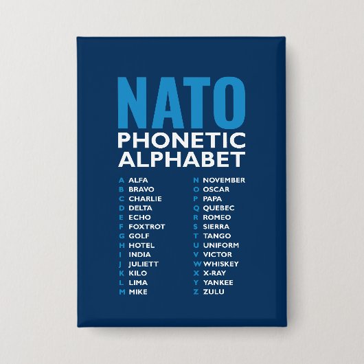 NATO Phonetic Alphabet Alfa-Zulu Code Button (Vorderseite)