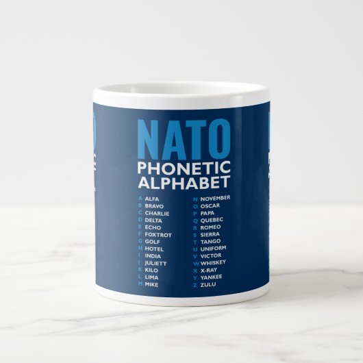 NATO Phonetic Alphabet Alfa-Zulu Table Jumbo-Tasse (Vorderseite)