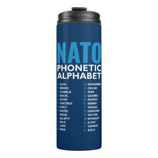 NATO Phonetic Alphabet Alfa-Zulu Table Thermosbecher (Vorderseite)