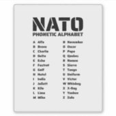 Nato Phonetic Alphabet Aufkleber (Vorderseite)