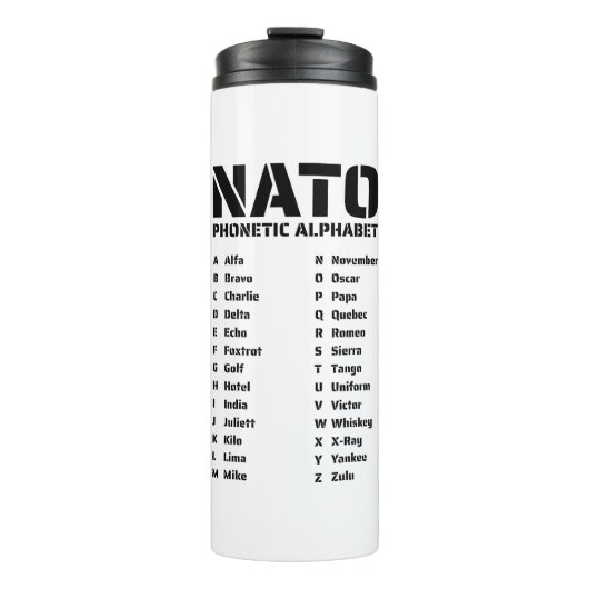 Nato Phonetic Alphabet Chart Thermosbecher (Vorderseite)