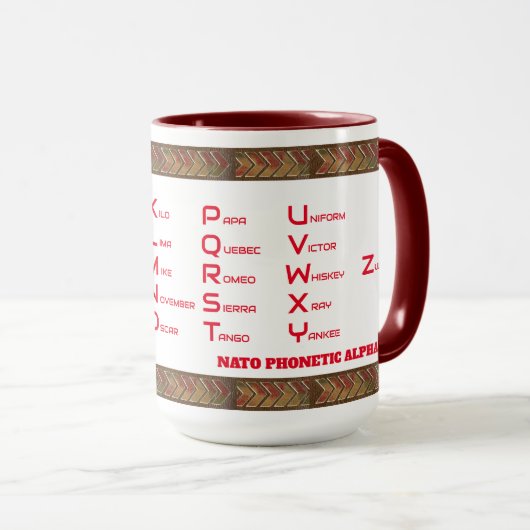 Nato Phonetic Alphabet Tasse (VorderseiteRechts)