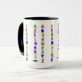 NATO Phonetisch Alphabet, farbenfroh Tasse (Vorderseite Links)